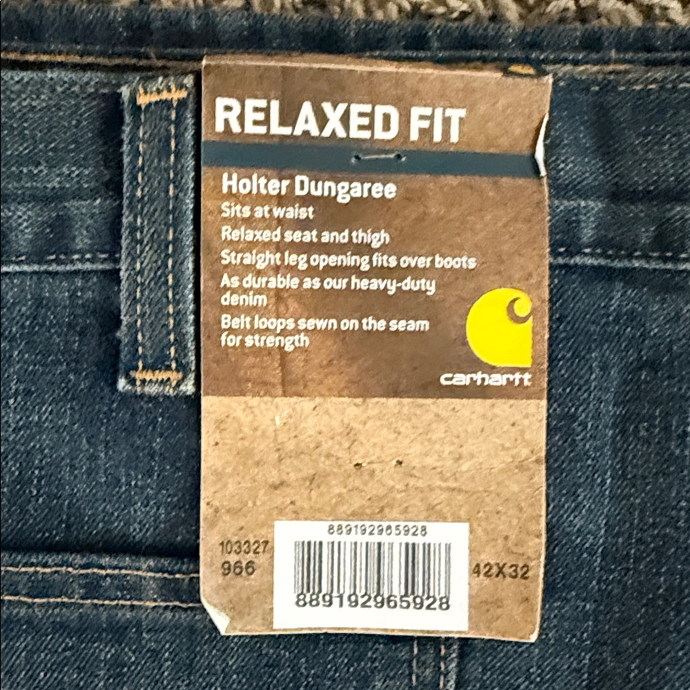 Carhartt Men's Relaxed Fit Dark Blue Jeans 42X32 NWT - Picture 2 of 7